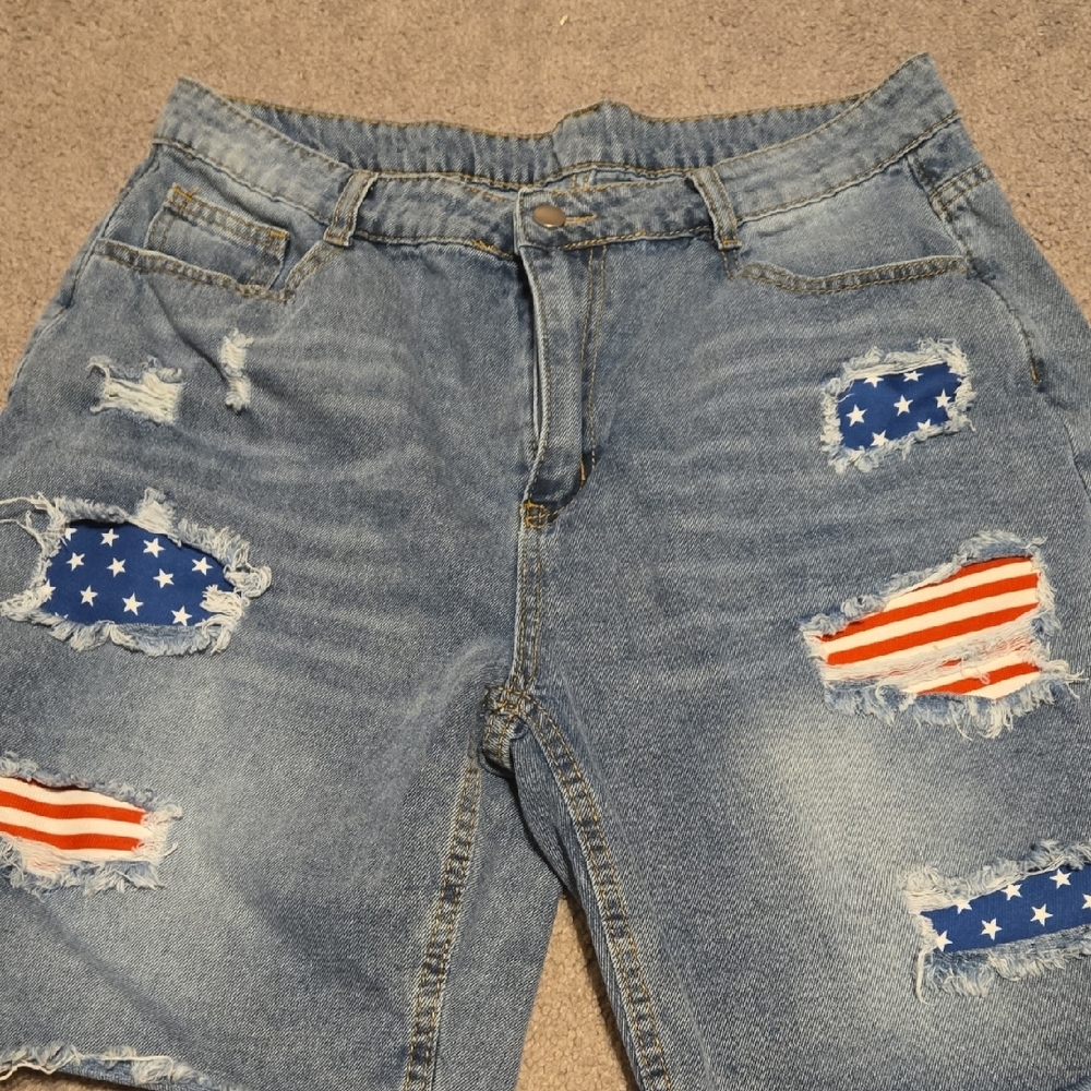 Stylish Patrotic Denim Shorts